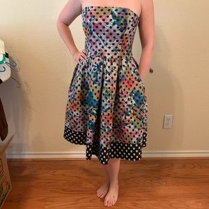 Strapless Anthropologie cocktail dress w/ pockets